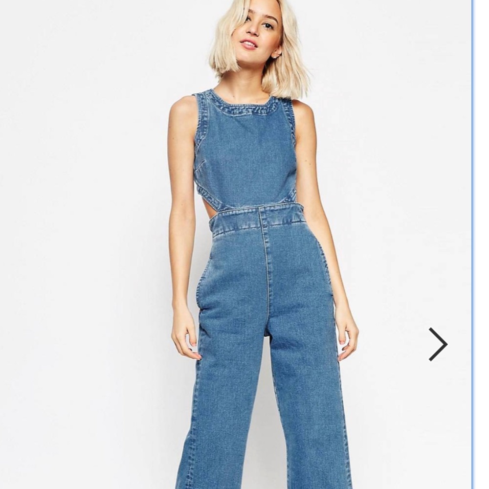 Anthropologie Denim Cutout Jumpsuit in Blue